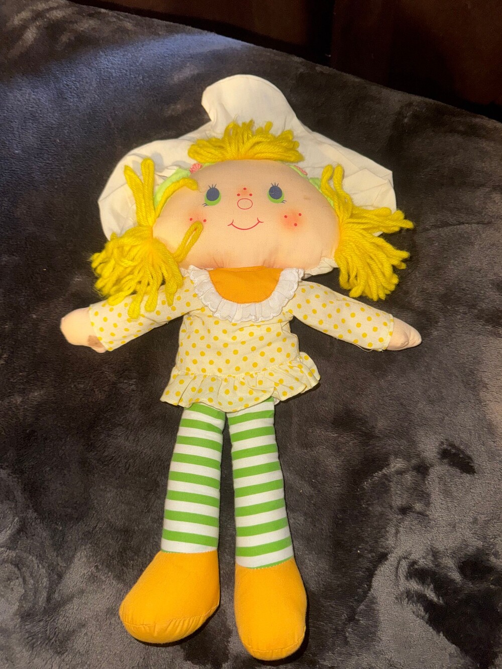 Kenner Lemon Meringue Plush Doll Yellow Polka Dot Dress 1981